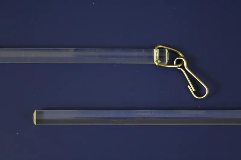 48-Inch Smooth Acrylic Accessibility Baton – 1/2" Diameter, Stainless Steel D-Ring & Snap Hook 1