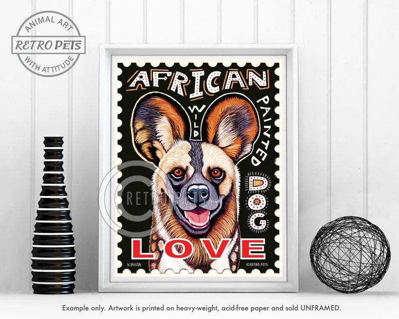 African Wild Dog Art Print – 'Painted Dog' Wildlife Illustration By Krista Brooks (8X10) 1