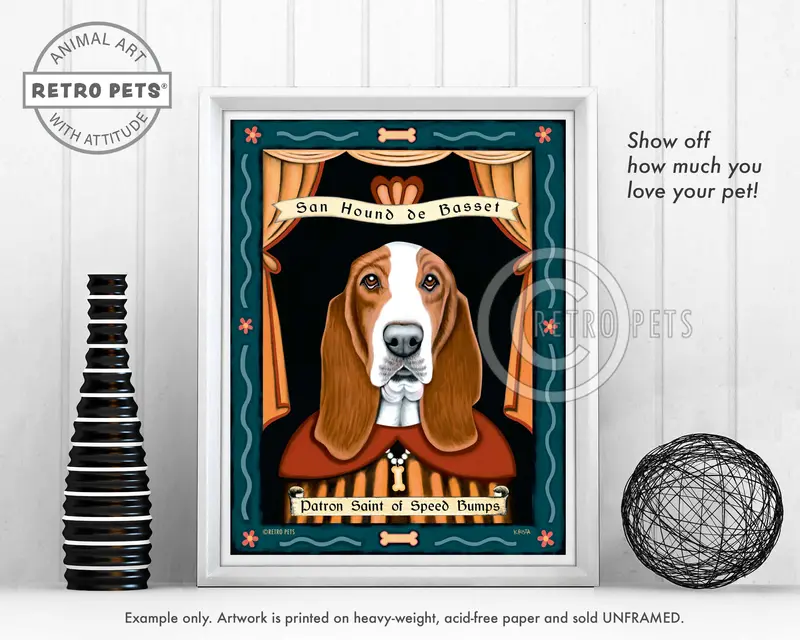 Basset Hound Art – 'Patron Saint Of Speed Bumps' By Krista Brooks 1