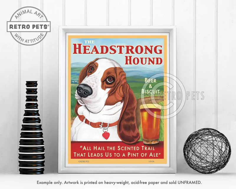Basset Hound Art Print – 'The Headstrong Hound' Edition By Krista Brooks 1