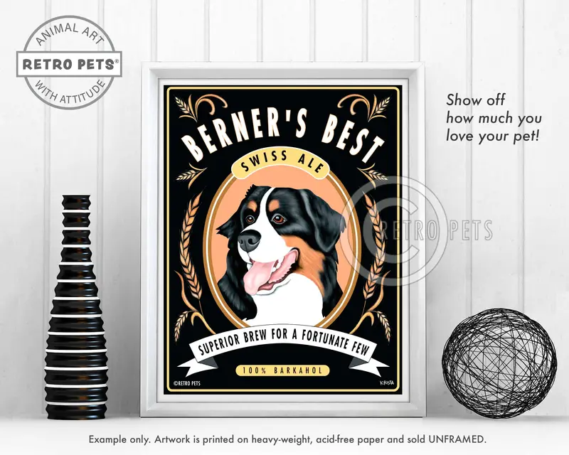 Bernese Mountain Dog Art Print – 'Berner'S Best' By Krista Brooks 1