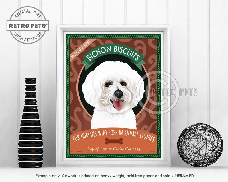 Bichon Frise Illustration – 'Bichon Biscuits' Wall Art By Krista Brooks 1