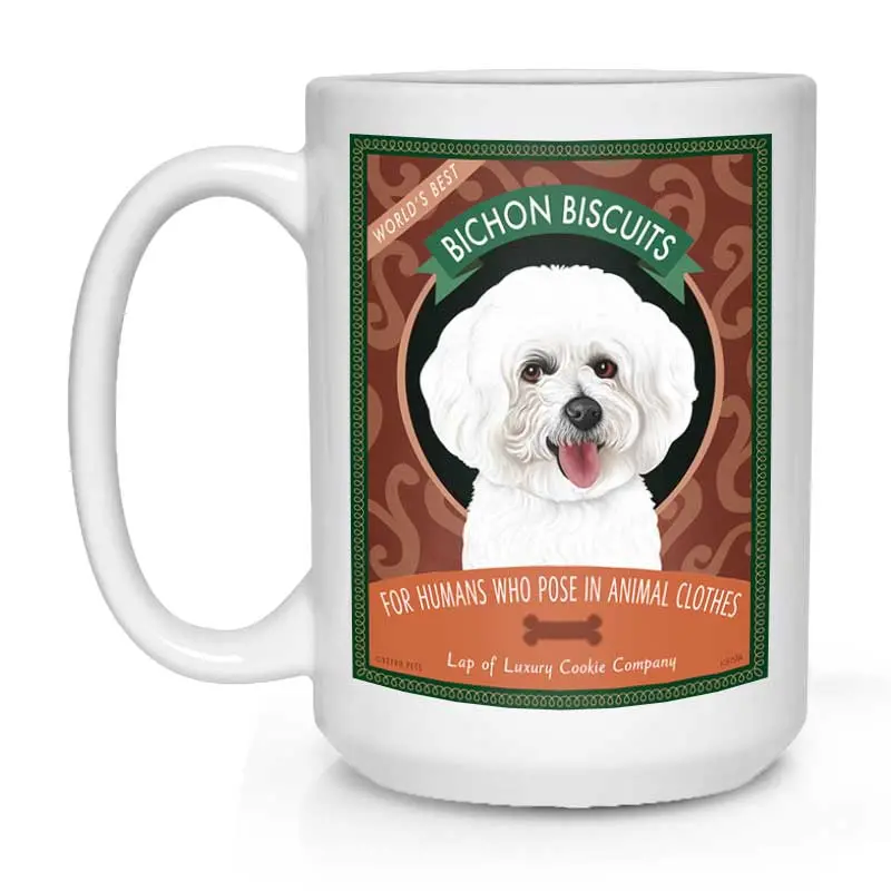 Bichon Frise Mug – 'Bichon Biscuits' Design, 15 Oz White Coffee Cup 1