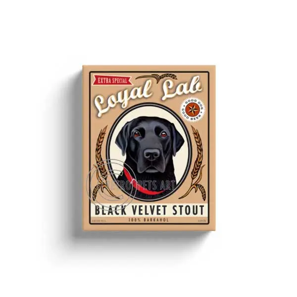 Black Labrador Canvas – 'Black Velvet Stout' Craft Beer-Inspired Canine Art (Gallery Wrap) 1