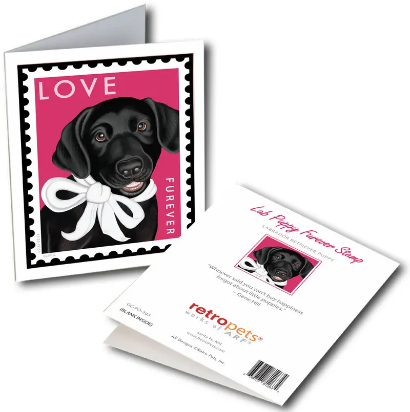 Black Labrador Greeting Cards: "Lab Love Furever Stamp" By Krista Brooks 1
