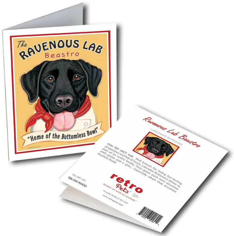 Black Labrador Greeting Cards: "Ravenous Lab Beastro" By Krista Brooks 1