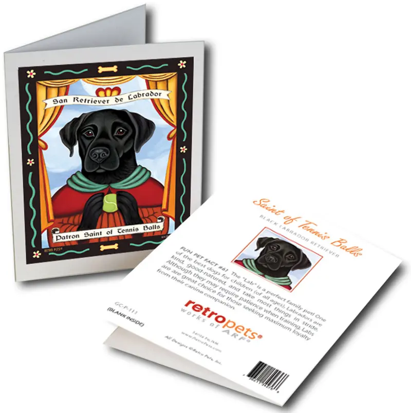Black Labrador Greeting Cards: "Saint Of Tennis Balls" By Krista Brooks 1