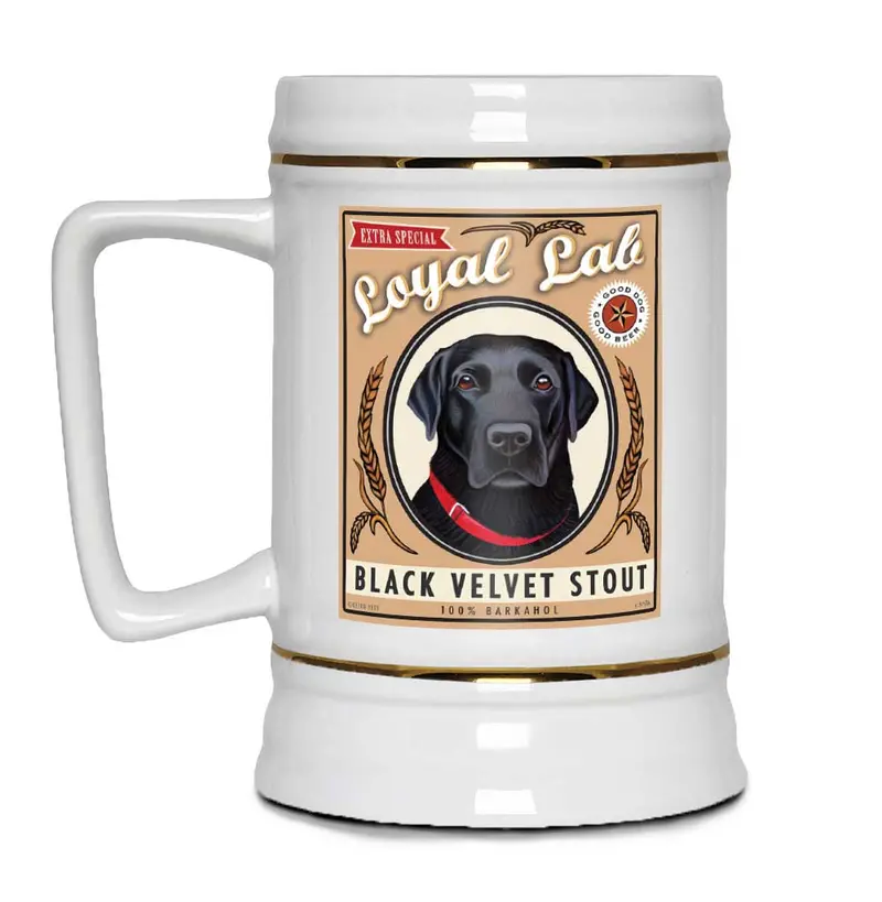 Black Velvet Stout Stein With Labrador Retriever Illustration – 22 Oz 1