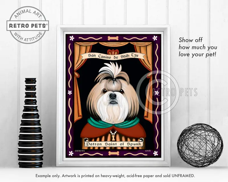 Blonde-And-White Shih Tzu Art Print – Saint Of Ankle Spunk By Krista Brooks 1
