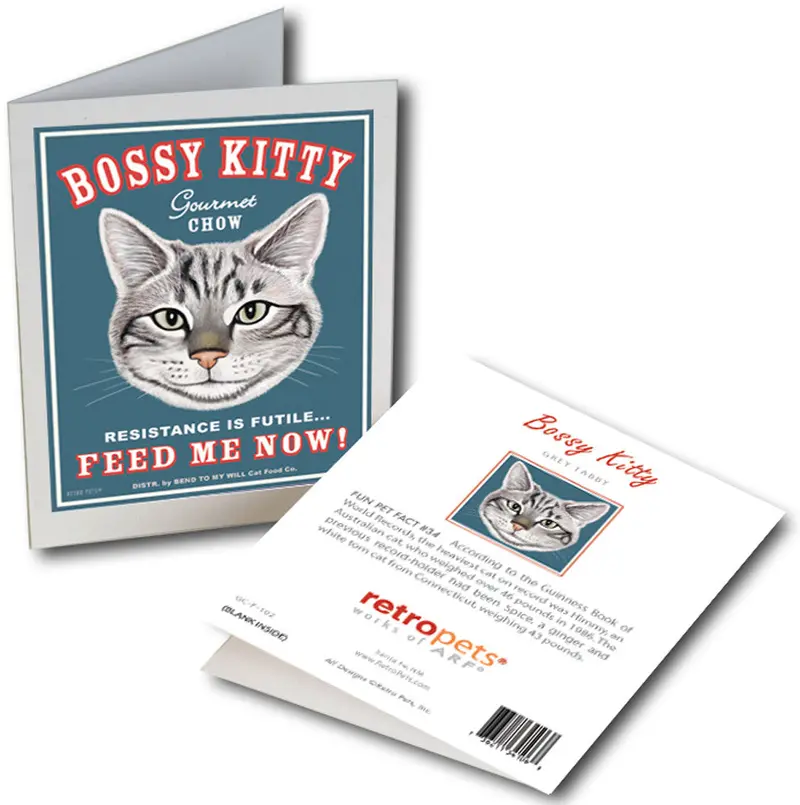 Bossy Kitty Greeting Card Pack – 6 Sassy Cat-Themed Mini Cards 1