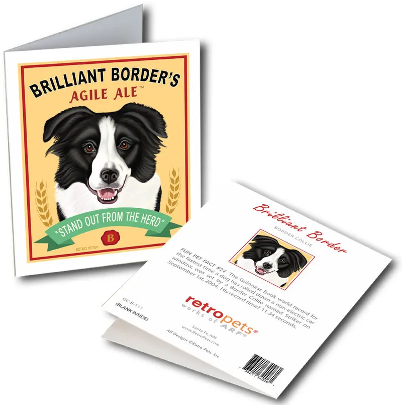 Brilliant Border Collie Greeting Card Set – 6 Mini Illustrated Cards 1
