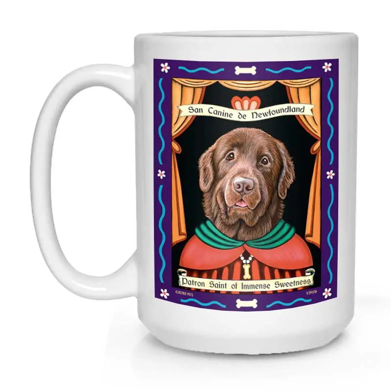 Brown Newfoundland Mug – "Saint Of Immense Sweetness" Illustration, 15 Oz White 1