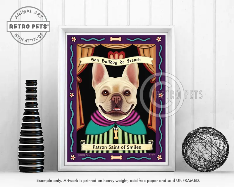 Buff French Bulldog Art – 'Patron Saint Of Smiles' Print By Krista Brooks 1