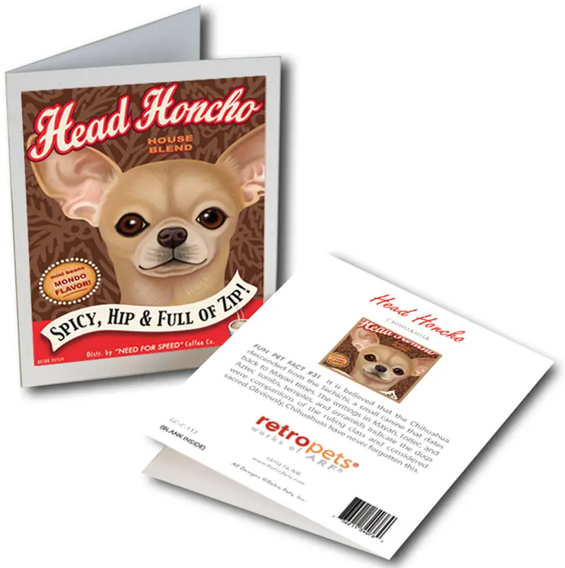 Chihuahua Greeting Cards: "Head Honcho Coffee" By Krista Brooks 1