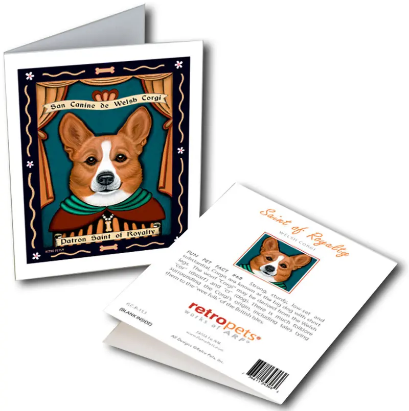 Corgi Greeting Cards: "Patron Saint Of Royalty" By Krista Brooks 1