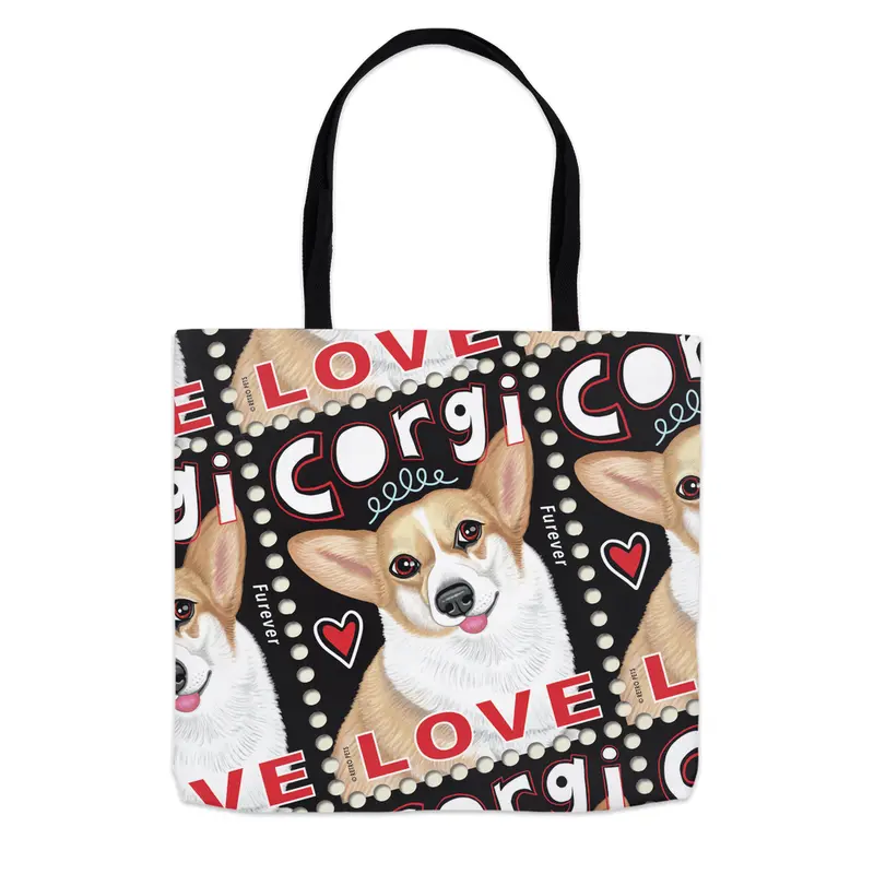 Corgi 'Love Stamp' Tote Bag – Three-Size Reusable Canvas Carryall 1