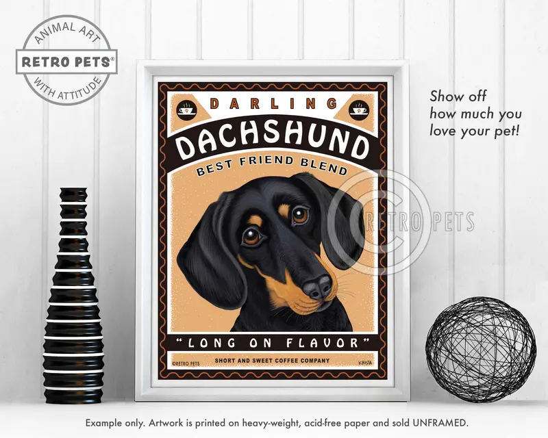 Dachshund Art Print – 'Darling Dachshund Coffee' By Krista Brooks 1