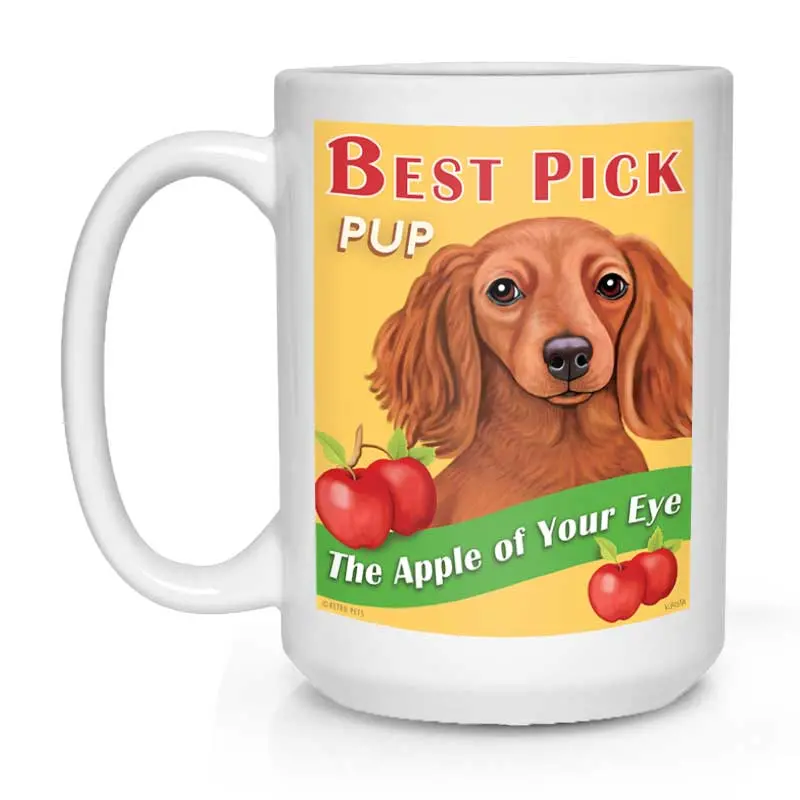 Dachshund-Themed Mug – 'Best Pick Pup' Design, 15 Oz White Coffee Cup 1