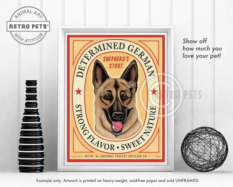 Determined German: Bold German Shepherd Art Print By Krista Brooks 1