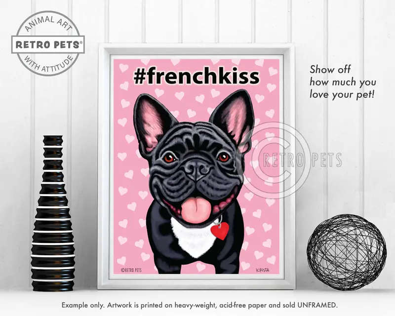 French Kiss French Bulldog Art Print – Stylish #Frenchkiss Canine Portrait 1