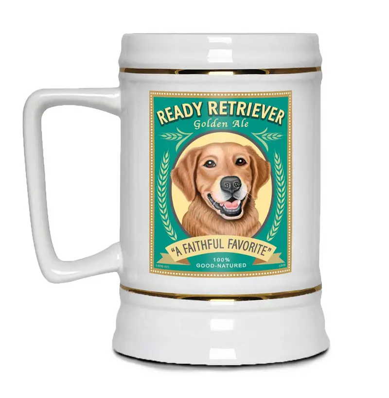 Golden Retriever Ale Stein: 'Ready Retriever Golden Ale' – 22 Oz 1