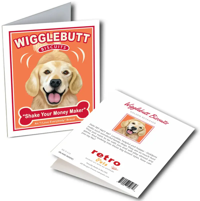 Golden Retriever Greeting Cards: 'Wigglebutt Golden' – 6 Small Cards 1