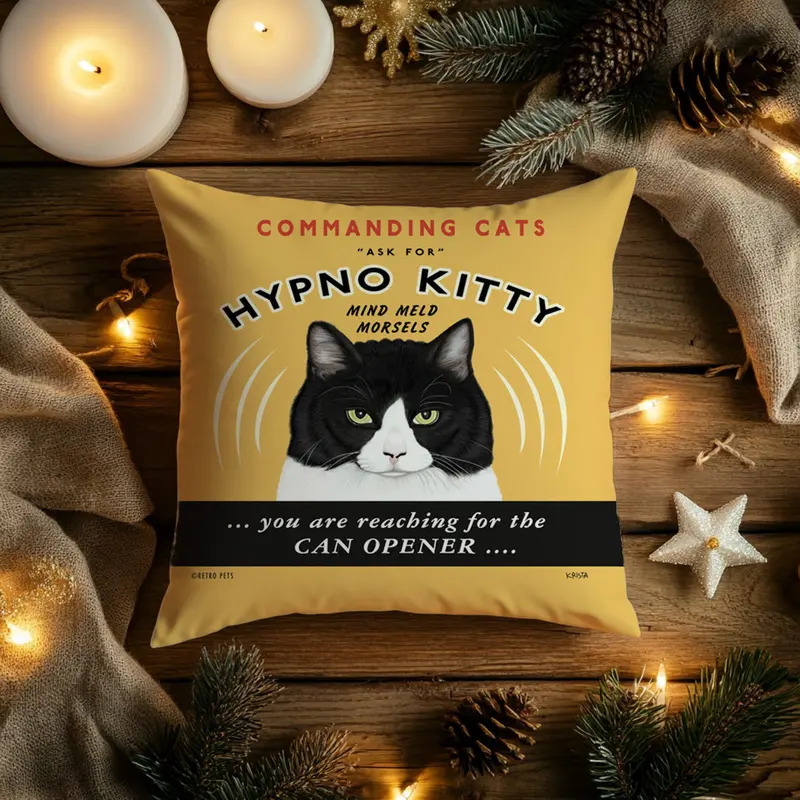 Hypno Kitty Throw Pillow – 18X18 Hypnotic Cat Design Accent Cushion 1