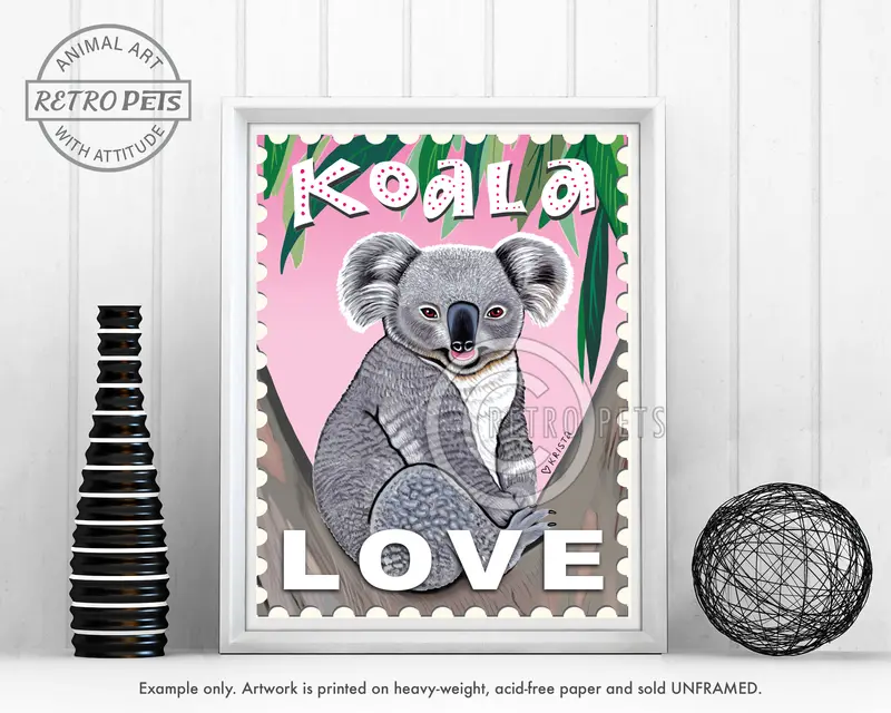 Koala Art Print – 8X10 Faux Postage Stamp Design By Krista Brooks 1