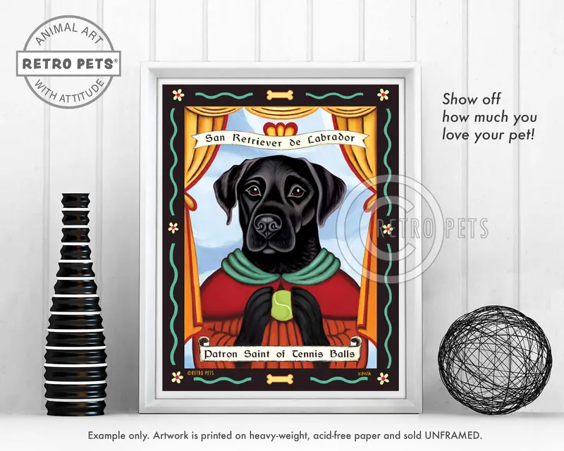 Labrador Retriever Art Print – 'Patron Saint Of Tennis Balls' (Universal Color Variant) By Krista Brooks 1