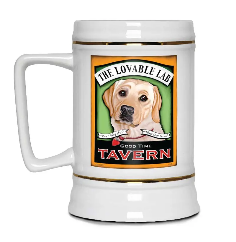 Lovable Lab Tavern Stein: Labrador-Themed 22 Oz Beer Mug 1