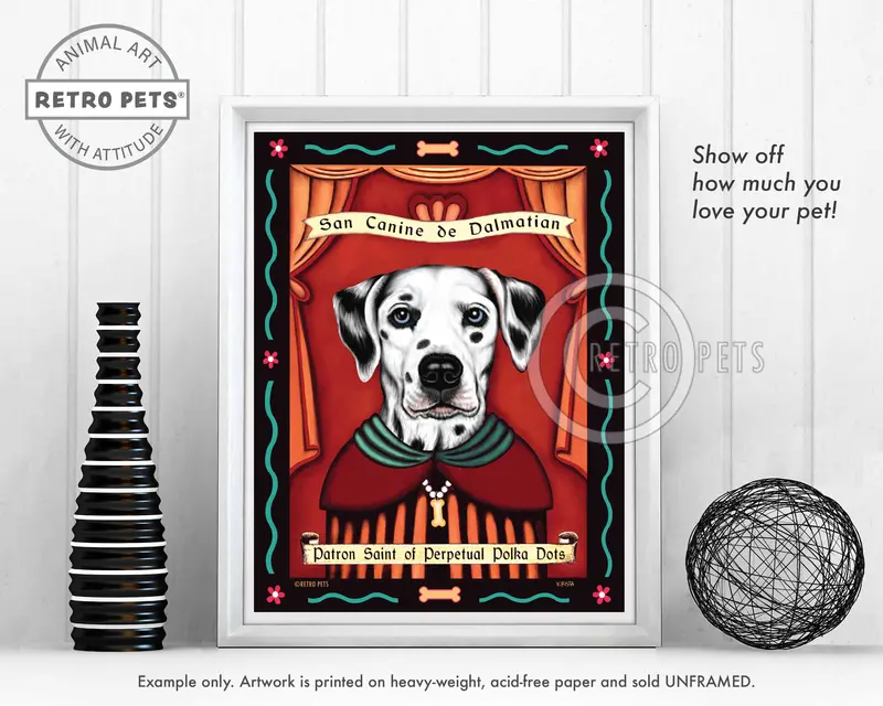 Patron Saint Of Polka Dots: Blue-Eyed Dalmatian Art Print By Krista Brooks 1