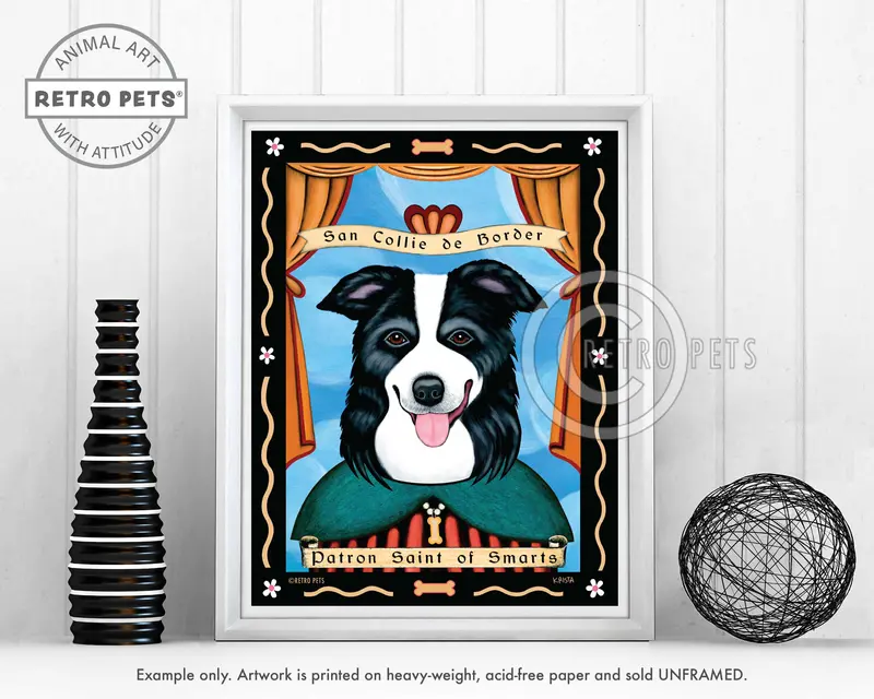 Patron Saint Of Smarts Border Collie Art Print – Intelligent Canine Portrait 1