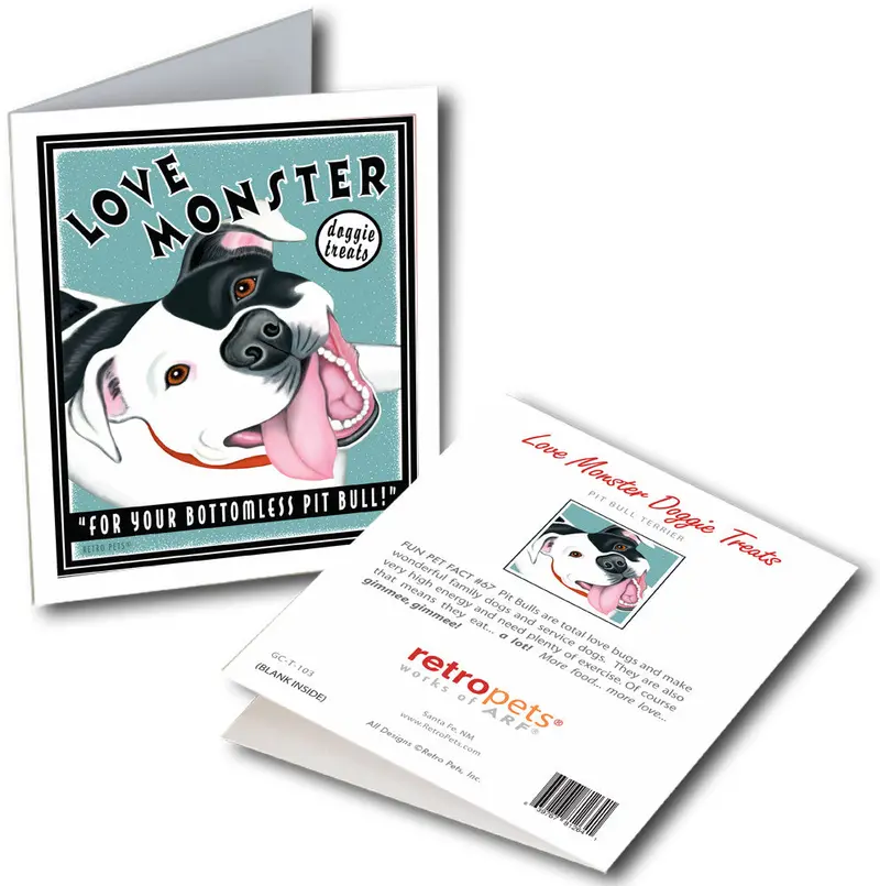 Pit Bull Greeting Cards: "Love Monster" By Krista Brooks 1