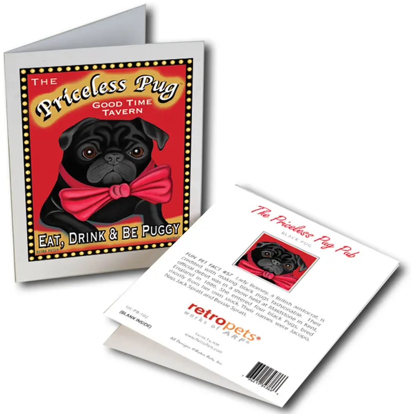Priceless Pug Mini Greeting Card Collection – 6 Whimsical Illustrations 1