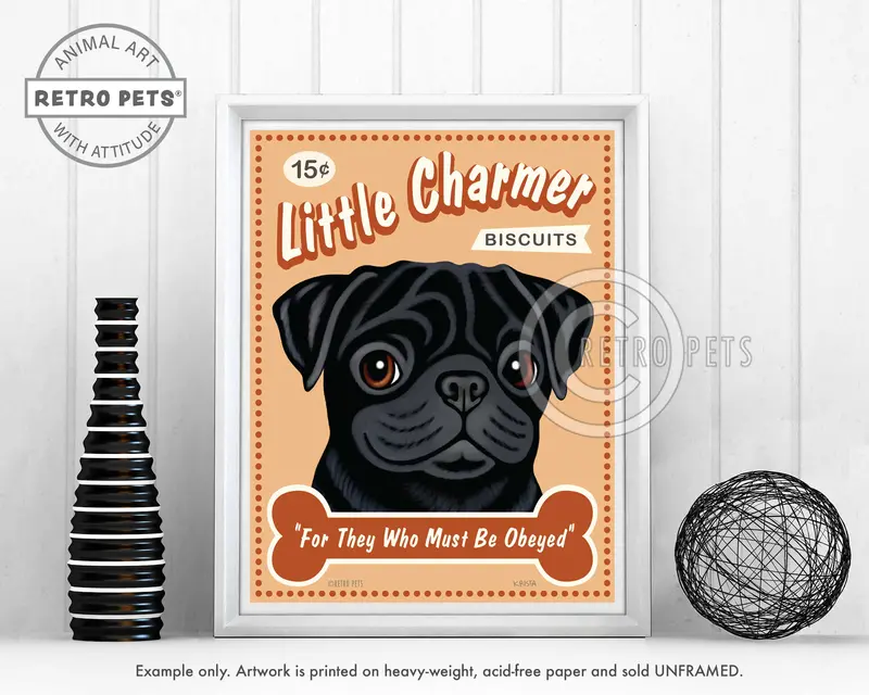 Pug Little Charmer Art Print By Krista Brooks – Sweet & Expressive Facial Illustration 1