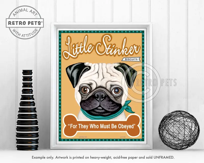 Pug Little Stinker Art Print By Krista Brooks – Playfully Irreverent Dog Illustration 1