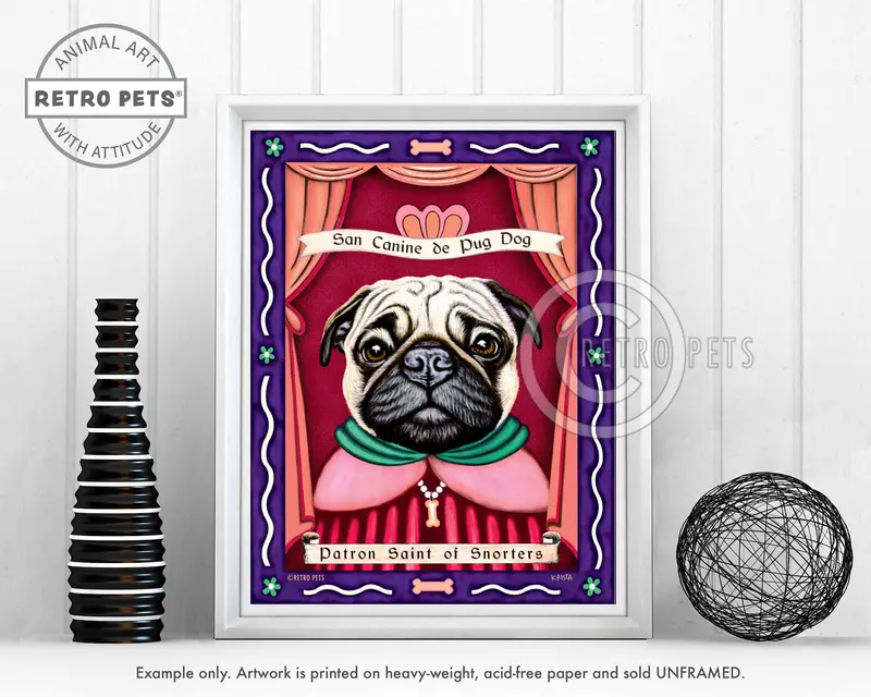 Pug Patron Saint Of Snorters Art Print By Krista Brooks – Humorous & Endearing Design 1