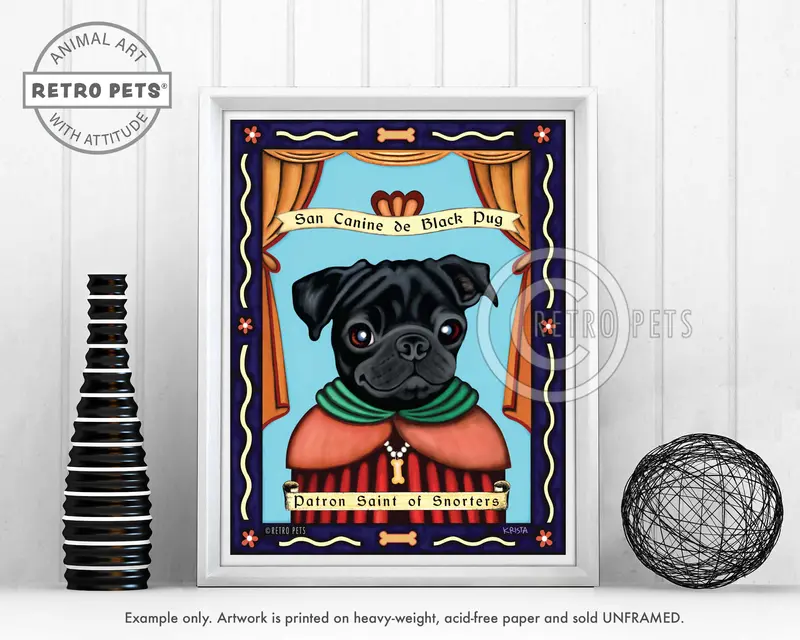 Pug Snorting Saint Art Print – Patron Saint Of Snorters By Krista Brooks 1