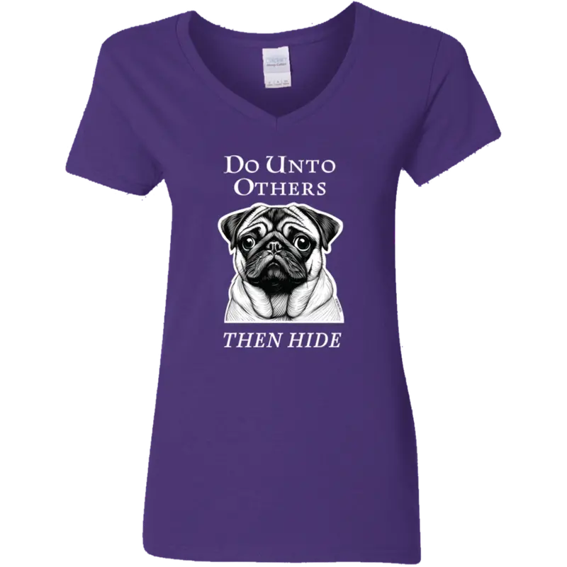 Pug-Themed Women'S V-Neck T-Shirt – 'Do Unto Others' Inspirational Apparel 1
