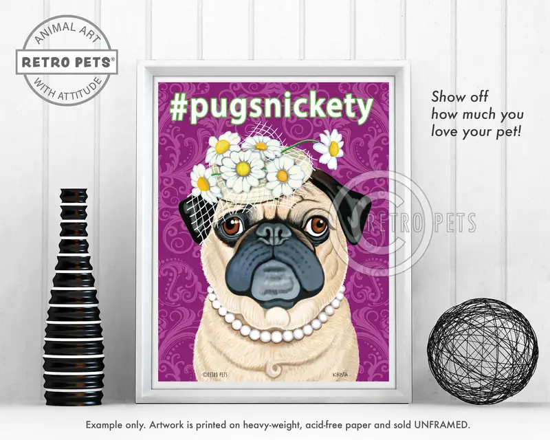Pugsnickety Art Print – Playful #Pugsnickety Canine Illustration 1