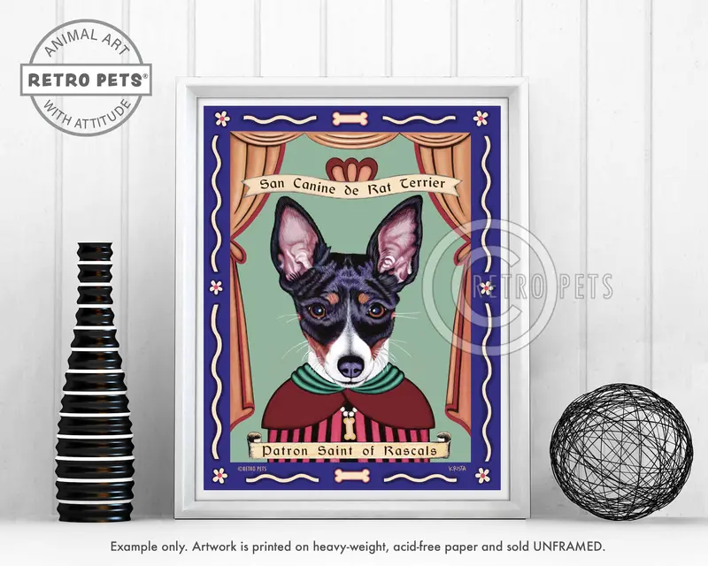 Rat Terrier Patron Saint Of Rascals Art Print By Krista Brooks – Spirited Small-Breed Illustration 1