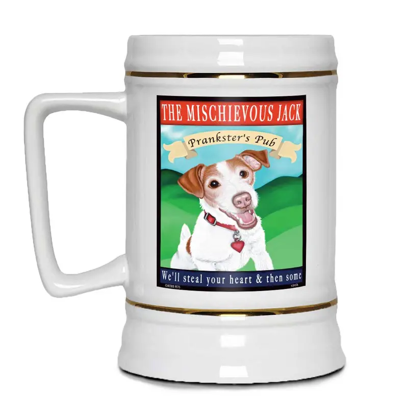 Rough-Coat Jack Russell Terrier Stein: 'Mischievous Jack' – 22 Oz 1