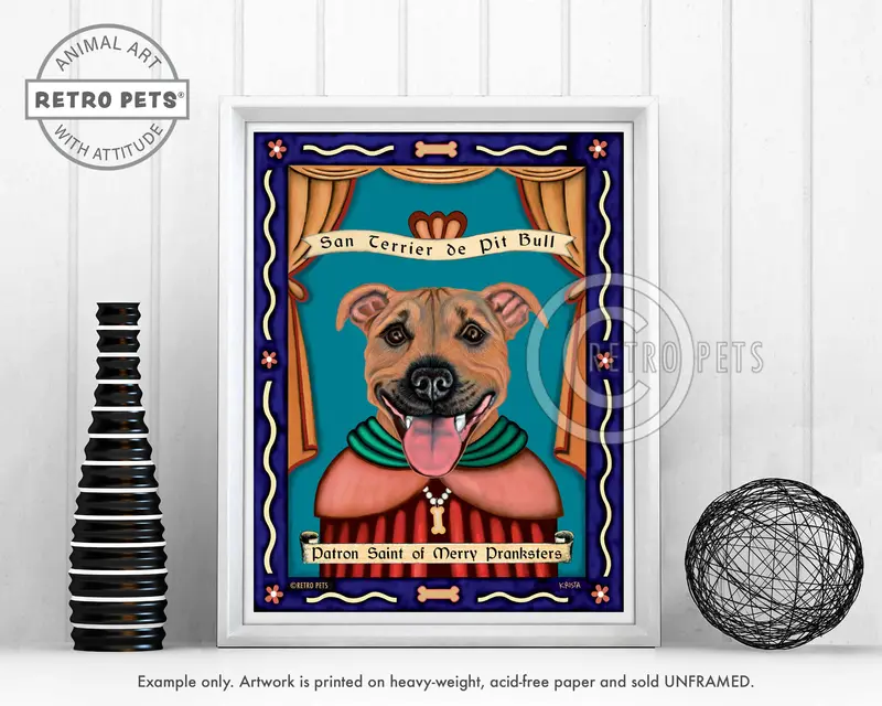 Saint Of Merry Pranksters Pitbull Art Print – Lighthearted & Loving Tribute 1