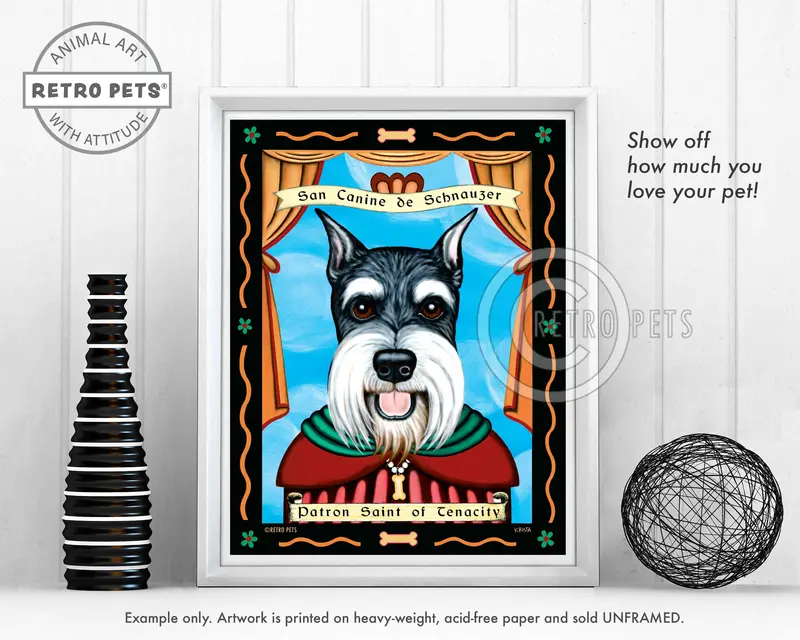 Schnauzer Patron Saint Of Tenacity Art Print By Krista Brooks – Bold & Characterful Portrait 1