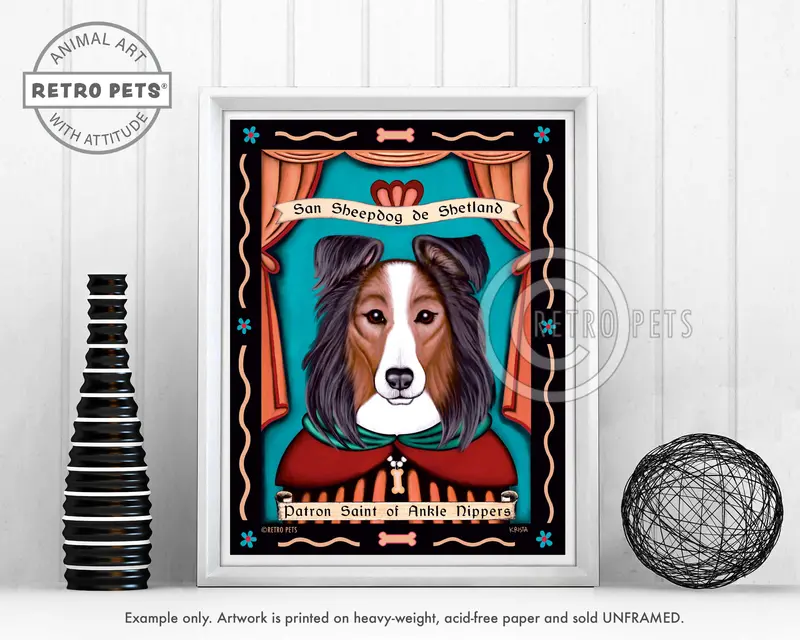 Shetland Sheepdog Saint Of Ankle Nippers Art Print By Krista Brooks – Lively Herding Dog Illustration 1