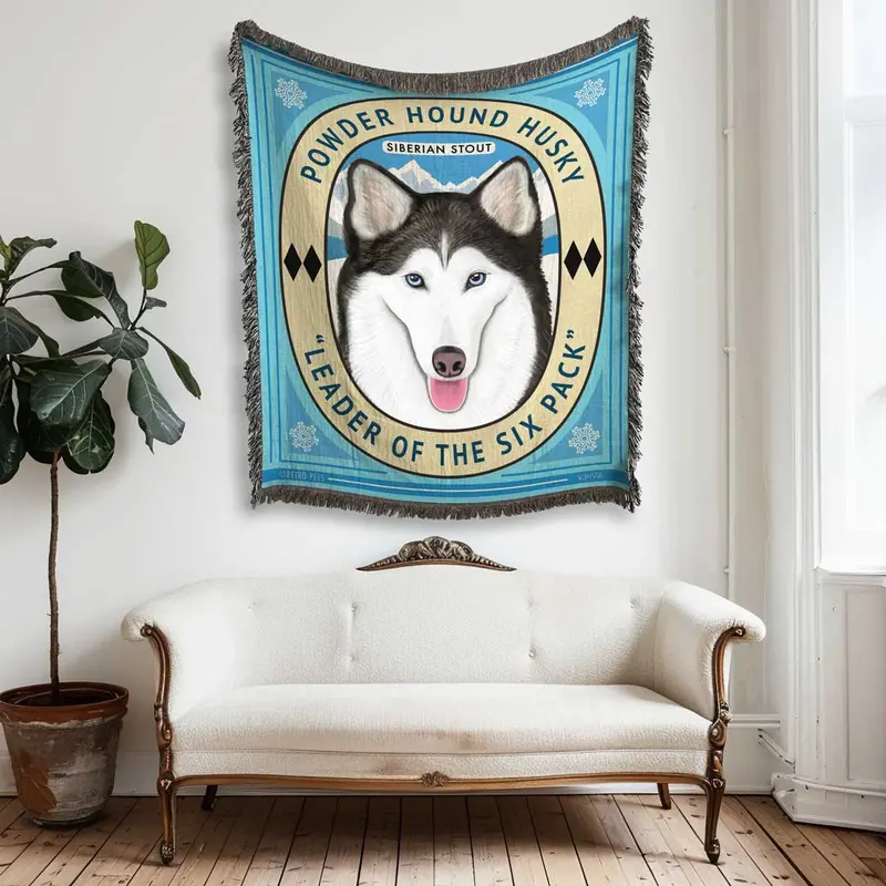 Siberian Husky Heirloom Woven Blanket – Artisan-Crafted Canine-Themed Throw 1
