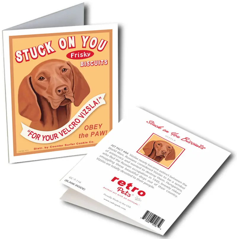 'Stuck On You' Vizsla Greeting Card Set – 6 Faux-Treat Cards 1