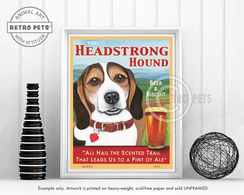 Tri-Color Beagle Art – 'The Headstrong Hound' Print By Krista Brooks 1