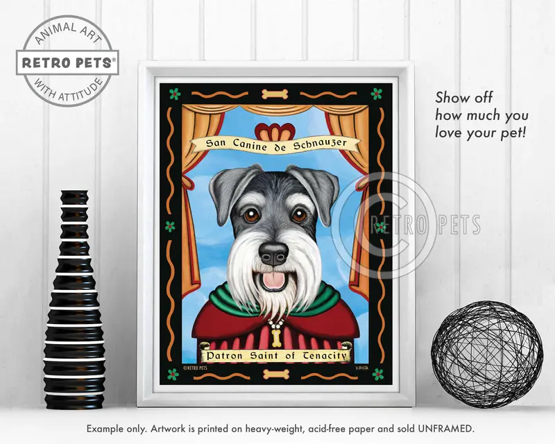 Uncropped Schnauzer Art Print – Patron Saint Of Tenacity By Krista Brooks 1