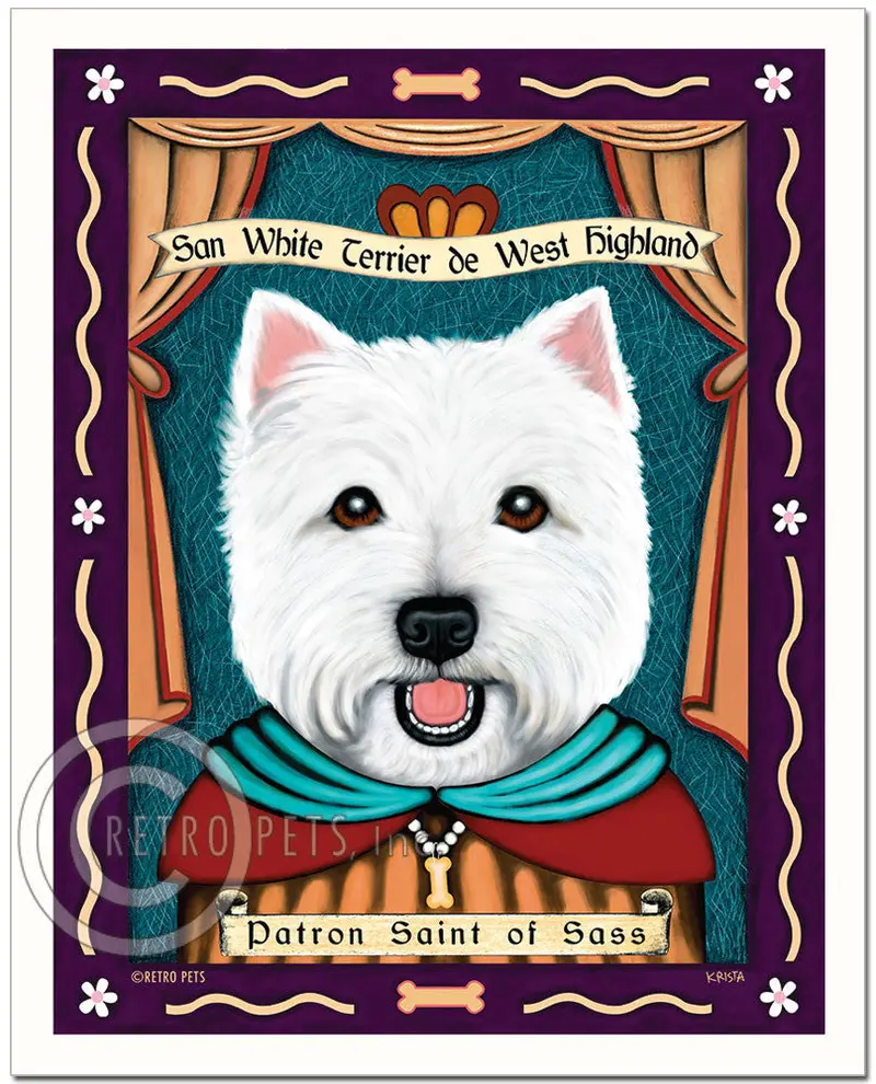 West Highland Terrier Art Print – 'Saint Of Sass' Canine Portrait By Krista Brooks 1